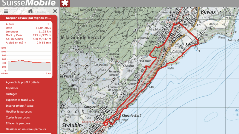 La ballade de Gorgier à Bevaix, boucle par vignes, forêts et le bord du lac